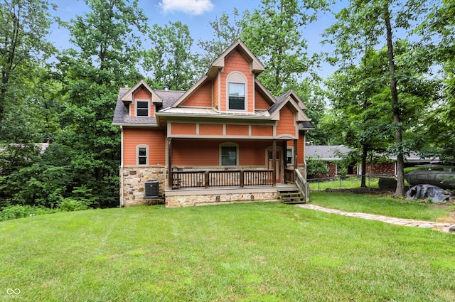 7563 Grizzly Dr, Nineveh, IN 46164 - view of front of home with covered porch, stone siding, and a shingled roof