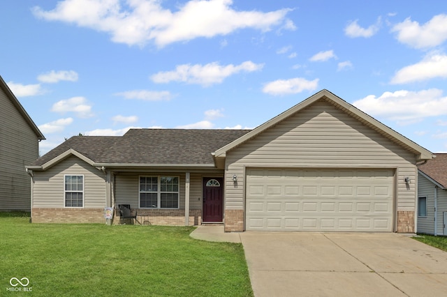 3914 Chenango Pl, West Lafayette, IN 47906 - single story home with brick siding, driveway, an attached garage, and a front lawn