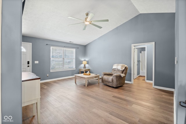 3914 Chenango Pl, West Lafayette, IN 47906 - sitting room featuring ceiling fan, wood finished floors, and lofted ceiling