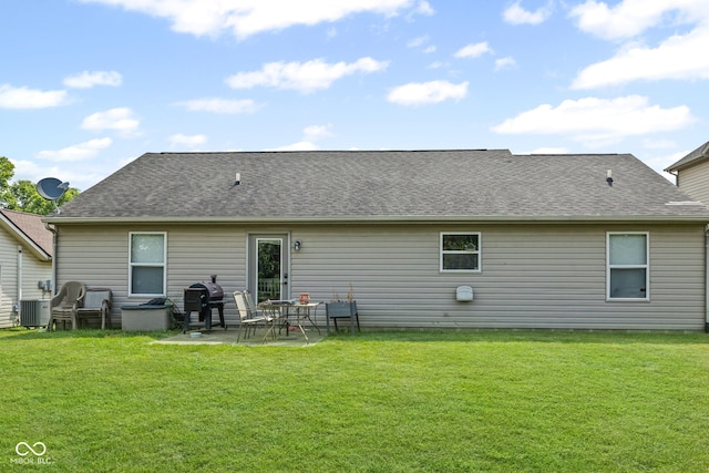 3914 Chenango Pl, West Lafayette, IN 47906 - back of property featuring a patio area, a yard, and a shingled roof