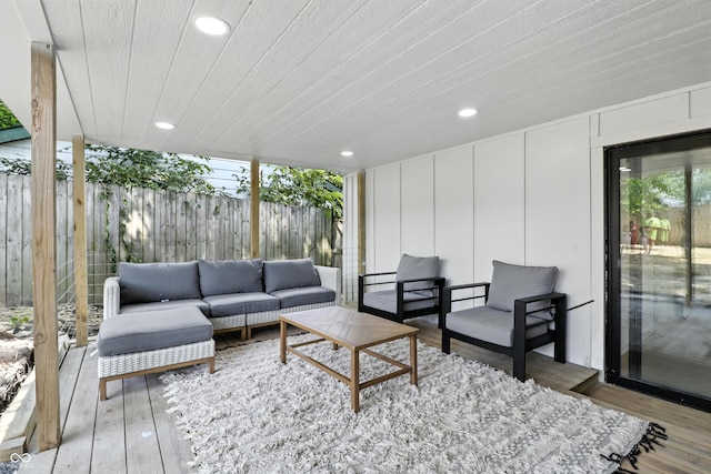 8138 Harrison Dr, Lawrence, IN 46226 - wooden terrace featuring outdoor lounge area