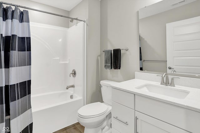 355 Ehrlich Ln, Westfield, IN 46074 - bathroom featuring vanity, shower / tub combo, and wood finished floors