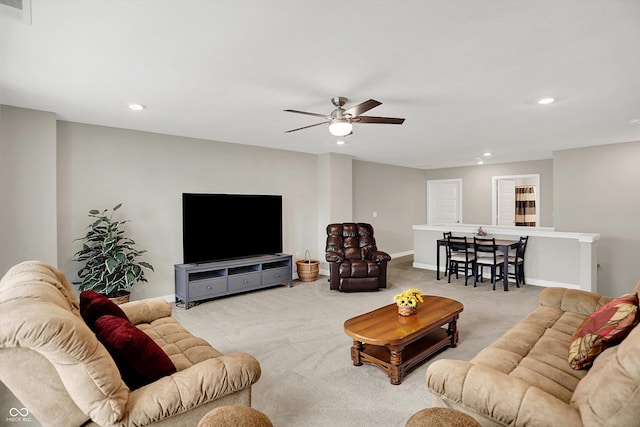 355 Ehrlich Ln, Westfield, IN 46074 - living room with a ceiling fan, carpet flooring, and recessed lighting