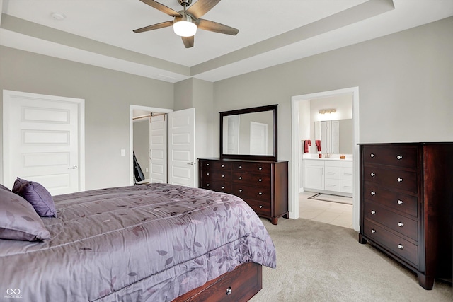 355 Ehrlich Ln, Westfield, IN 46074 - bedroom with light carpet, ensuite bath, and a ceiling fan