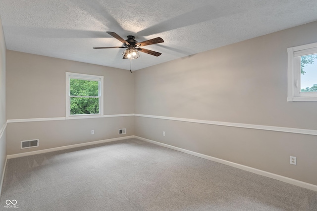 10184 Lakeshore Dr E, Carmel, IN 46033 - carpeted spare room featuring a ceiling fan, healthy amount of natural light, and a textured ceiling