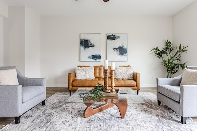 2570 Congress St, Carmel, IN 46032 - living area featuring wood finished floors and a ceiling fan