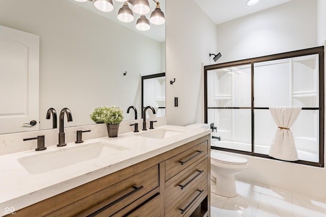 2570 Congress St, Carmel, IN 46032 - bathroom featuring enclosed tub / shower combo and double vanity