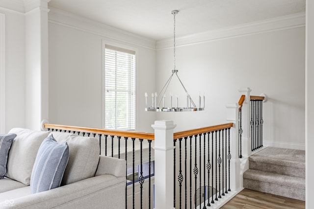 2570 Congress St, Carmel, IN 46032 - stairs featuring wood finished floors and crown molding
