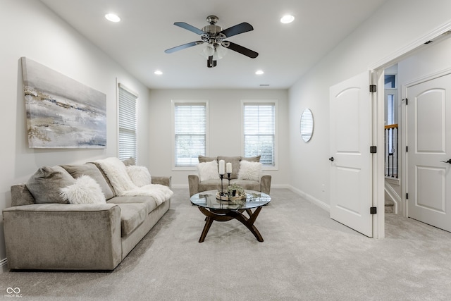 2570 Congress St, Carmel, IN 46032 - living area featuring ceiling fan, recessed lighting, and light colored carpet