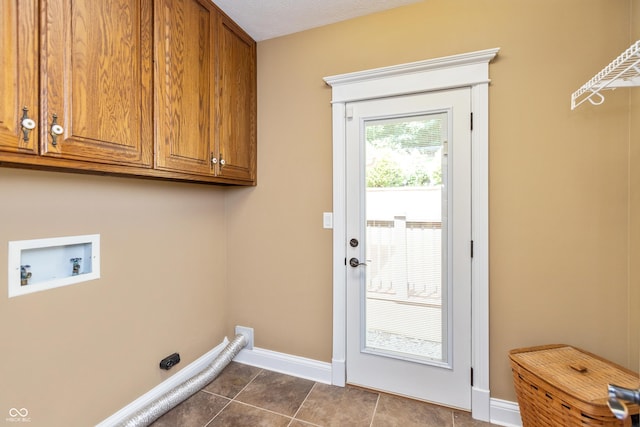 3750 S Whitehorse Rd, Nashville, IN 47448 - laundry room with cabinet space, washer hookup, and dark tile patterned flooring