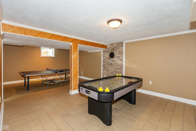 3750 S Whitehorse Rd, Nashville, IN 47448 - rec room featuring ornamental molding and light tile patterned floors