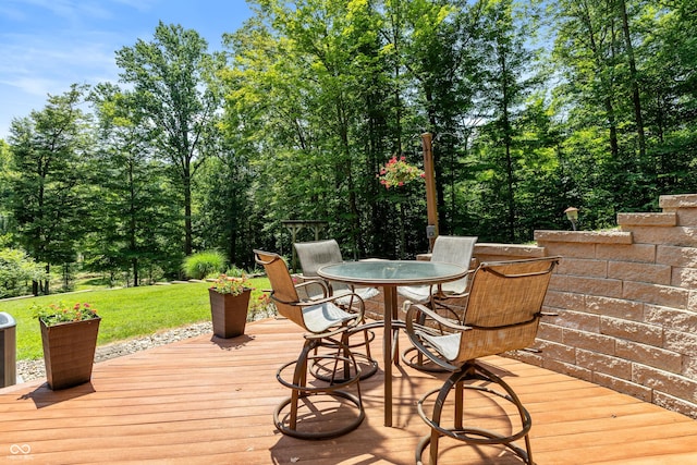 3750 S Whitehorse Rd, Nashville, IN 47448 - deck with outdoor dining space and a yard