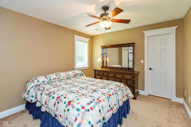 3750 S Whitehorse Rd, Nashville, IN 47448 - bedroom featuring light colored carpet and ceiling fan