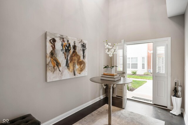 869 N Park Trail Dr, Carmel, IN 46032 - foyer entrance featuring wood finished floors and a high ceiling