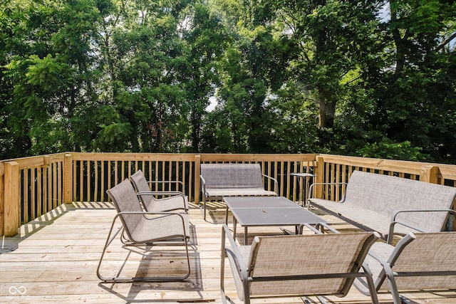 13722 Wendessa Dr, Fishers, IN 46038 - wooden deck with view of wooded area
