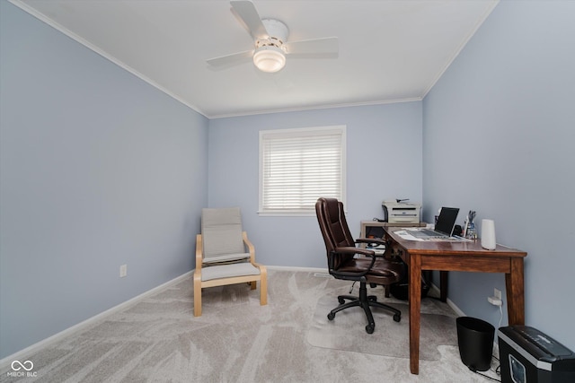 20 Druid Hill Ct, Carmel, IN 46032 - office with ornamental molding, carpet floors, and ceiling fan