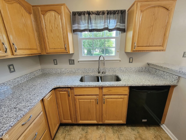 1047 S Jefferson St, Brownsburg, IN 46112 - kitchen with black dishwasher and light stone counters