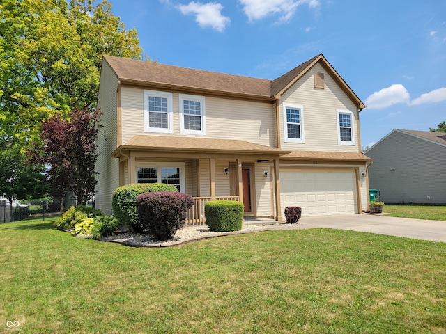 1047 S Jefferson St, Brownsburg, IN 46112 - traditional home with concrete driveway, an attached garage, and a porch