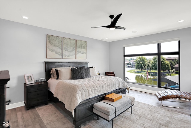 13417 Cambridge Cove Way, Fishers, IN 46055 - bedroom featuring light wood-style flooring, recessed lighting, and ceiling fan