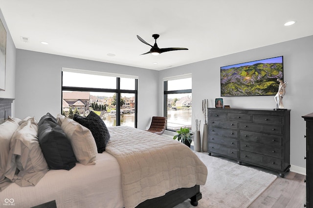 13417 Cambridge Cove Way, Fishers, IN 46055 - bedroom featuring wood finished floors, a ceiling fan, and recessed lighting