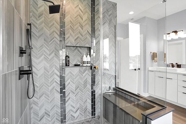 13417 Cambridge Cove Way, Fishers, IN 46055 - bathroom with vanity and tiled shower