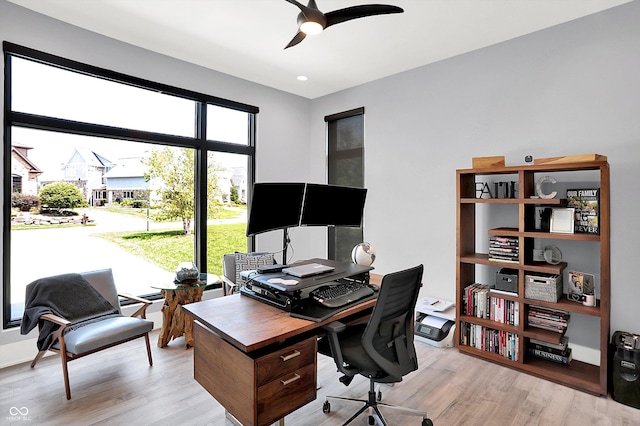 13417 Cambridge Cove Way, Fishers, IN 46055 - home office featuring light wood-style flooring and ceiling fan