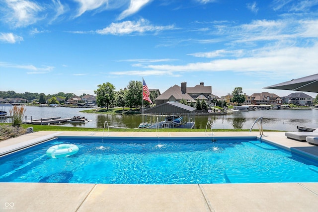 13417 Cambridge Cove Way, Fishers, IN 46055 - outdoor pool with a water view and a residential view