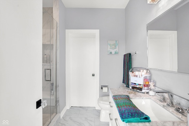 13417 Cambridge Cove Way, Fishers, IN 46055 - bathroom featuring vanity, marble finish flooring, and a shower stall