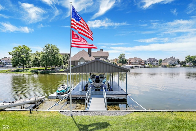 13417 Cambridge Cove Way, Fishers, IN 46055 - dock featuring boat lift, a water view, and a residential view