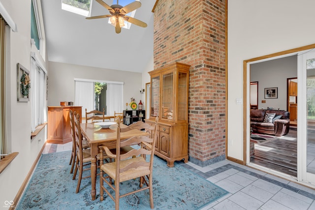11534 Capistrano Cir, Indianapolis, IN 46236 - dining space with high vaulted ceiling and ceiling fan