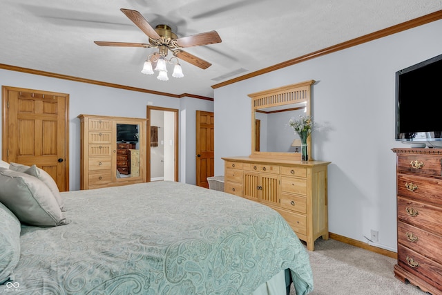 11534 Capistrano Cir, Indianapolis, IN 46236 - bedroom with light colored carpet, a ceiling fan, and ornamental molding