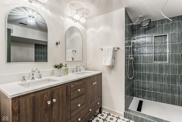316 Ohmer Ave, Indianapolis, IN 46219 - full bathroom featuring double vanity and tiled shower