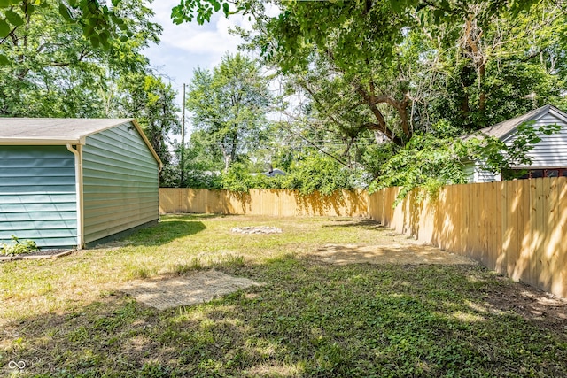 316 Ohmer Ave, Indianapolis, IN 46219 - fenced backyard featuring a storage unit