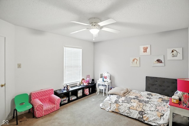 2421 Amberleigh Dr, Plainfield, IN 46168 - bedroom with carpet, a textured ceiling, and a ceiling fan