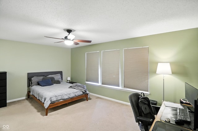 2421 Amberleigh Dr, Plainfield, IN 46168 - bedroom featuring a desk, carpet flooring, a ceiling fan, and a textured ceiling