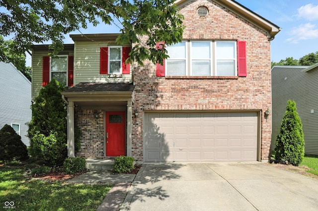 2421 Amberleigh Dr, Plainfield, IN 46168 - traditional-style home featuring brick siding, an attached garage, and concrete driveway