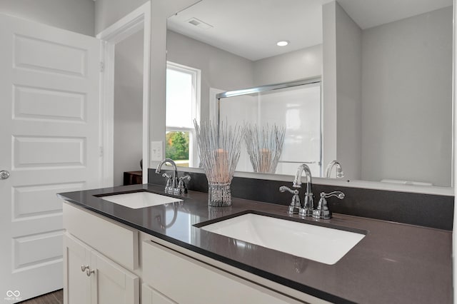 6655 Halsey St, Zionsville, IN 46077 - bathroom with double vanity and a stall shower