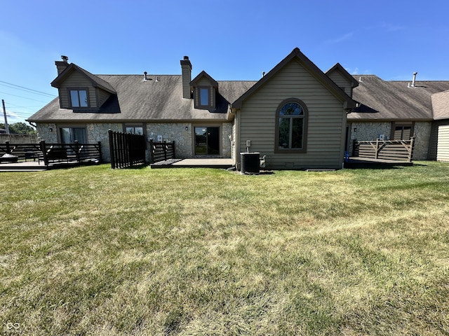 35 Northridge Ct, Brownsburg, IN 46112 - back of property with stone siding and a chimney