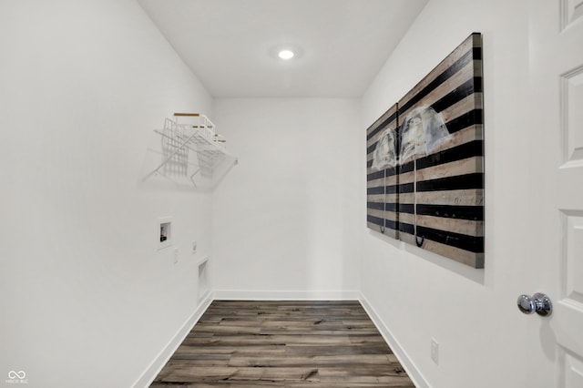 17040 Daly Dr, Noblesville, IN 46062 - washroom featuring hookup for a washing machine, dark wood finished floors, hookup for an electric dryer, and recessed lighting
