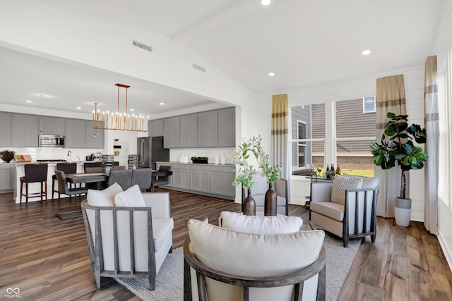 17040 Daly Dr, Noblesville, IN 46062 - living area with wood finished floors, recessed lighting, and a chandelier