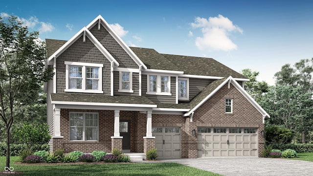 17040 Daly Dr, Noblesville, IN 46062 - craftsman house with a garage, driveway, brick siding, and a shingled roof