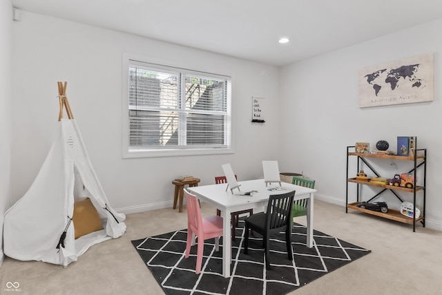9877 Wading Crane Ave, Fishers, IN 46055 - dining room with light carpet and recessed lighting