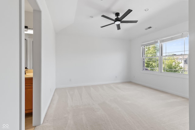 9877 Wading Crane Ave, Fishers, IN 46055 - unfurnished room with light carpet, ceiling fan, and lofted ceiling