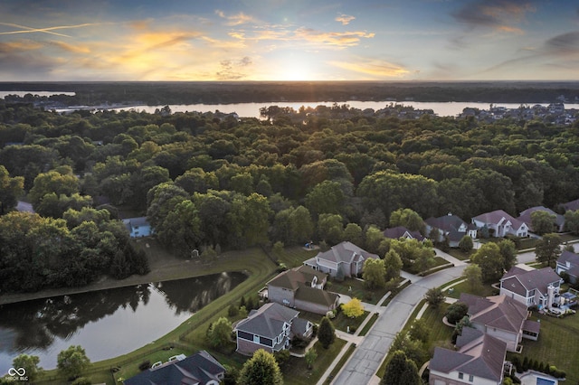 9877 Wading Crane Ave, Fishers, IN 46055 - aerial view at dusk of a water view and a residential view
