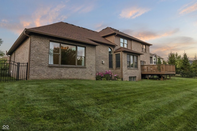 9877 Wading Crane Ave, Fishers, IN 46055 - rear view of property featuring brick siding and a wooden deck