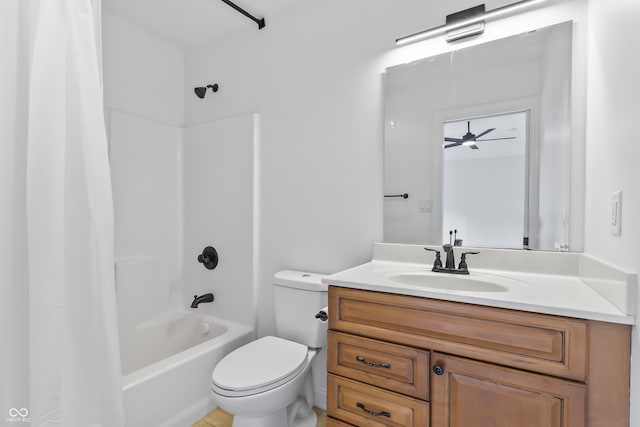 9877 Wading Crane Ave, Fishers, IN 46055 - bathroom with vanity, shower / bath combo, and ceiling fan