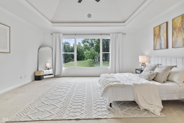 9877 Wading Crane Ave, Fishers, IN 46055 - carpeted bedroom featuring a tray ceiling and ceiling fan