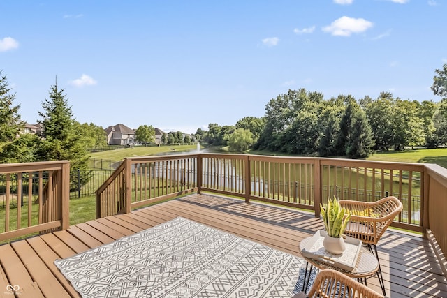 9877 Wading Crane Ave, Fishers, IN 46055 - deck with a water view and a fenced backyard