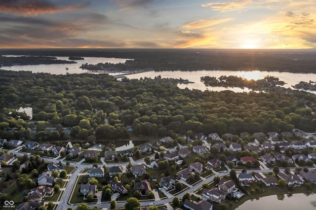9877 Wading Crane Ave, Fishers, IN 46055 - aerial view at dusk of a water view and a residential view