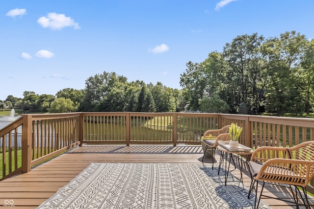 9877 Wading Crane Ave, Fishers, IN 46055 - wooden deck featuring view of wooded area